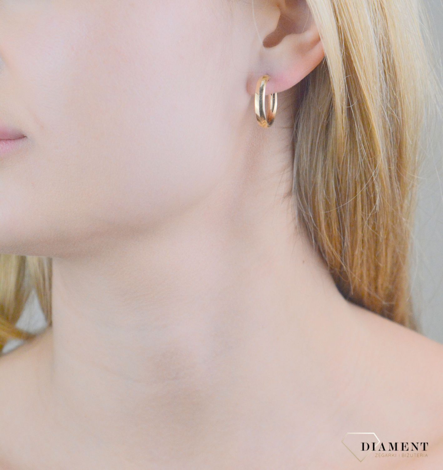 Kolczyki złote kółeczka grawerowane próba 375, KL 12393 375.jpg